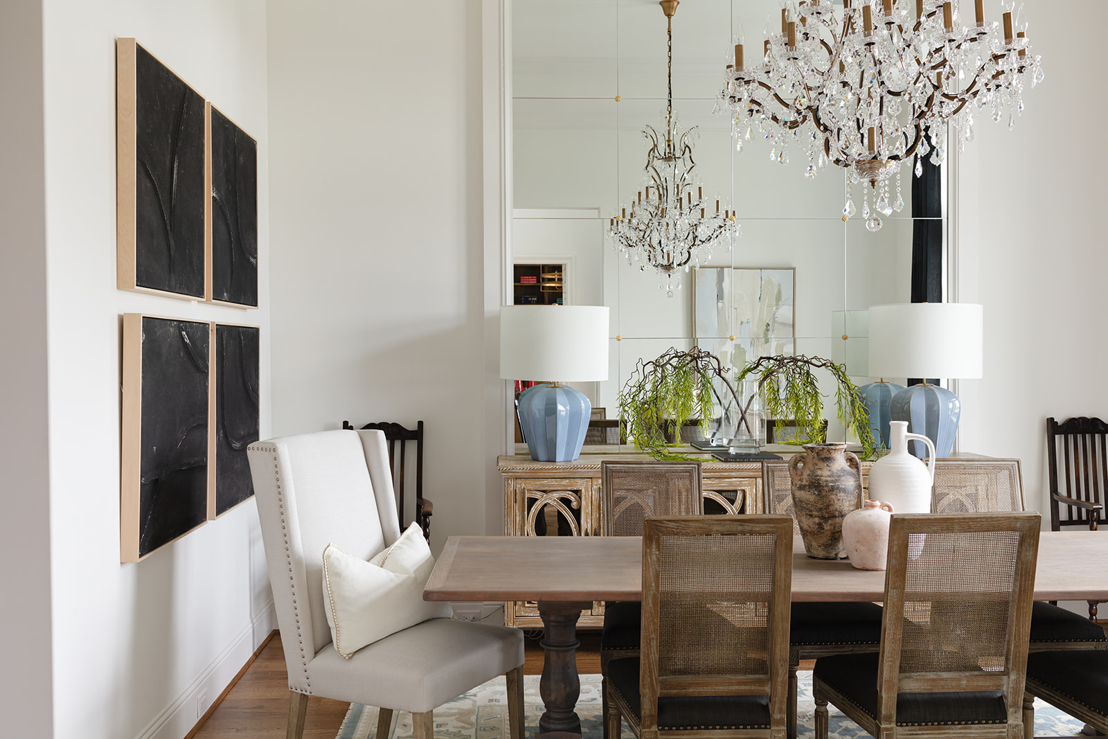 Formal dining room with crystal chandelier